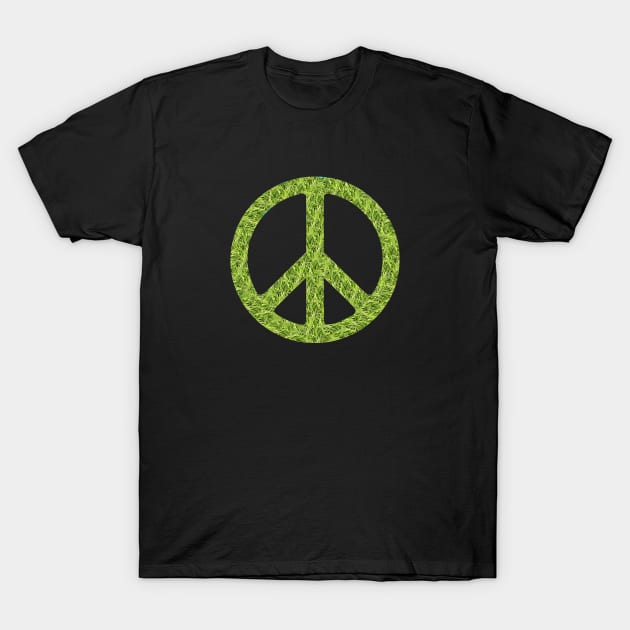 Green Grass World Peace Sign Art Graffiti Activist T-Shirt by PlanetMonkey